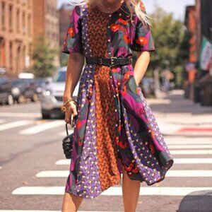 LOGO by Lori Goldstein Midi Patchwork Dress